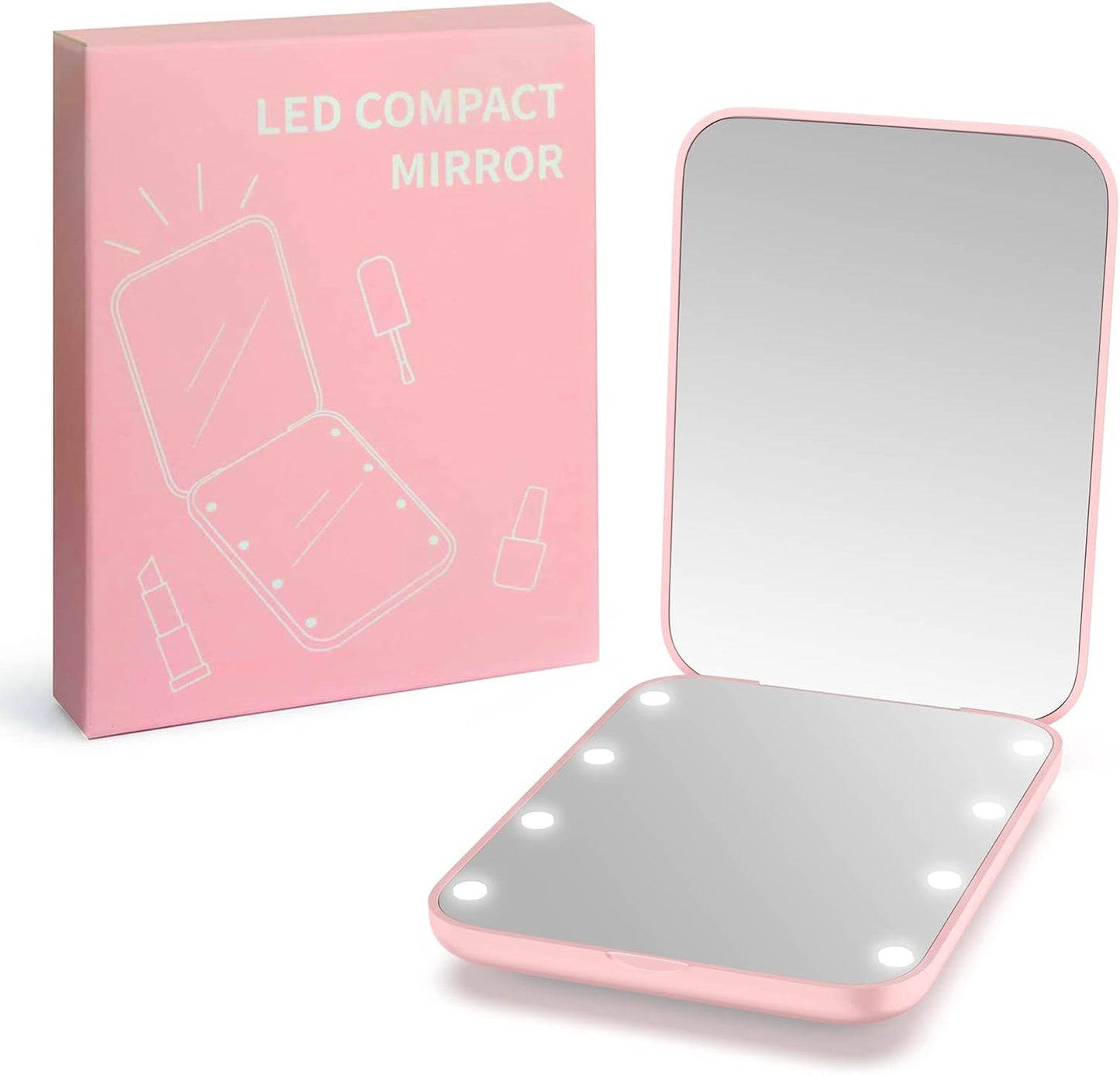 LED Compact Makeup Mirror – 1X/3X Magnification | Portable Travel Mirror with Lights | Pocket-Friendly, Foldable, Perfect Gift for Women & Girls Gadgexo